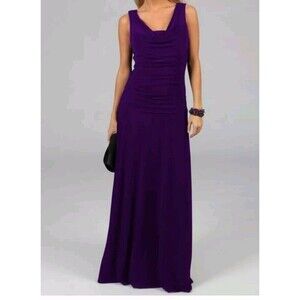 Night Way Dress For Women Size 10 Color Purple Ruched Details Sleeveless  B9